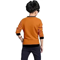 Stylish Orange Cotton Blend Printed Long Sleeve T-Shirt For Boys-thumb1