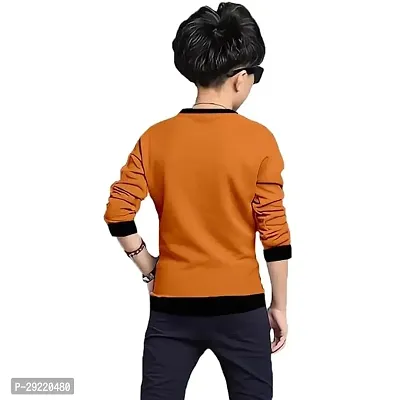 Stylish Orange Cotton Blend Printed Long Sleeve T-Shirt For Boys-thumb2