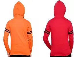 Stylish Multicoloured Cotton Blend Solid Long Sleeve Hooded T-Shirt For Boys Pack Of 2-thumb1