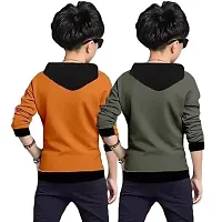 Stylish Multicoloured Cotton Blend Printed Long Sleeve Hooded T-Shirt For Boys Pack Of 2-thumb1