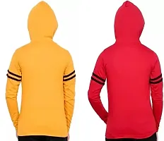 Stylish Multicoloured Cotton Blend Solid Long Sleeve Hooded T-Shirt For Boys Pack Of 2-thumb1