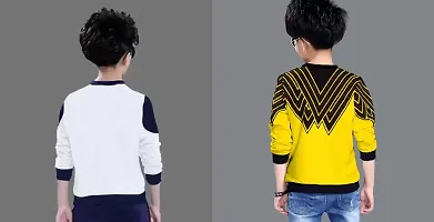 Stylish Multicoloured Cotton Blend Printed Long Sleeve T-Shirt T-Shirt For Boys Pack Of 2-thumb1