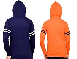 Stylish Multicoloured Cotton Blend Solid Long Sleeve Hooded T-Shirt For Boys Pack Of 2-thumb1