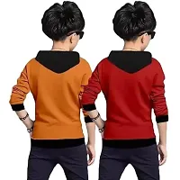 Stylish Multicoloured Cotton Blend Printed Long Sleeve Hooded T-Shirt For Boys Pack Of 2-thumb1