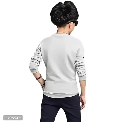 Stylish Grey Cotton Blend Printed Long Sleeve T-Shirt For Boys-thumb2