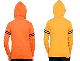 Stylish Multicoloured Cotton Blend Solid Long Sleeve Hooded T-Shirt For Boys Pack Of 2-thumb1