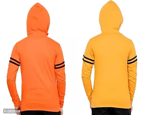 Stylish Multicoloured Cotton Blend Solid Long Sleeve Hooded T-Shirt For Boys Pack Of 2-thumb2