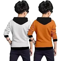 Stylish Multicoloured Cotton Blend Printed Long Sleeve Hooded T-Shirt For Boys Pack Of 2-thumb1