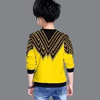 Stylish Yellow Cotton Blend Printed Long Sleeve T-Shirt For Boys-thumb1