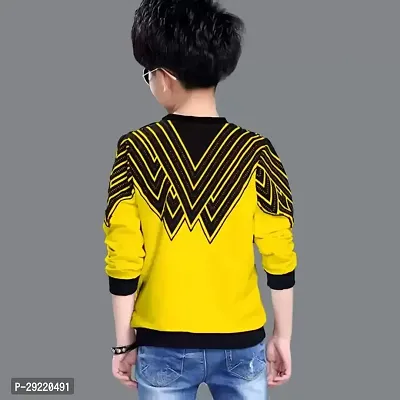 Stylish Yellow Cotton Blend Printed Long Sleeve T-Shirt For Boys-thumb2