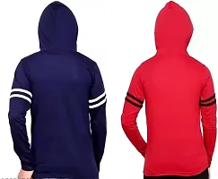 Stylish Multicoloured Cotton Blend Solid Long Sleeve Hooded T-Shirt For Boys Pack Of 2-thumb1