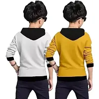 Stylish Multicoloured Cotton Blend Printed Long Sleeve Hooded T-Shirt For Boys Pack Of 2-thumb1