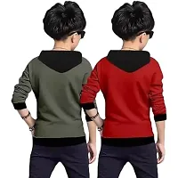 Stylish Multicoloured Cotton Blend Printed Long Sleeve Hooded T-Shirt For Boys Pack Of 2-thumb1