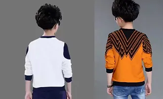 Stylish Multicoloured Cotton Blend Printed Long Sleeve T-Shirt T-Shirt For Boys Pack Of 2-thumb1