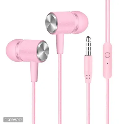 Stylish Pink In-Ear Wired Earphones With Microphones-thumb0