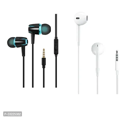 Stylish In-Ear Wired Earphones With Microphones- Pack Of 2-thumb0