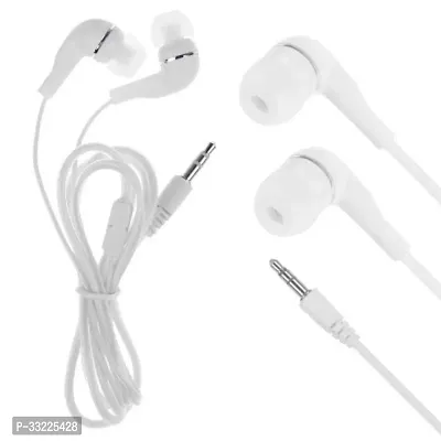 Stylish White In-Ear Wired Earphones With Microphones-thumb0