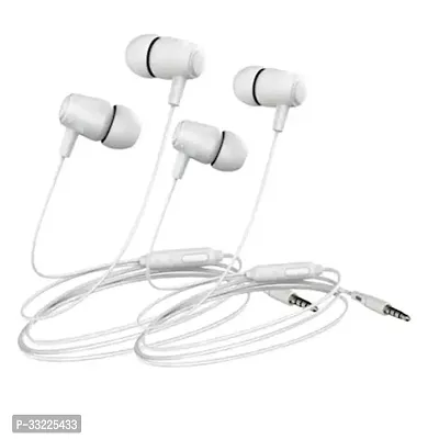 Stylish White In-Ear Wired Earphones With Microphones-thumb0