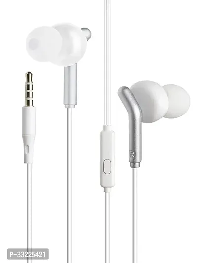 Stylish White In-Ear Wired Earphones With Microphones-thumb0