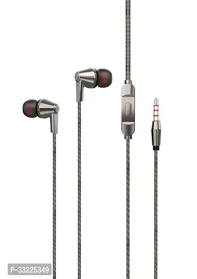 Stylish Grey In-Ear Wired Earphones With Microphones-thumb0