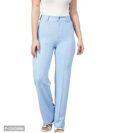 DEVI CREATION Women Polyester Blend Solid Trousers (2XL-34, Sky Blue)-thumb0