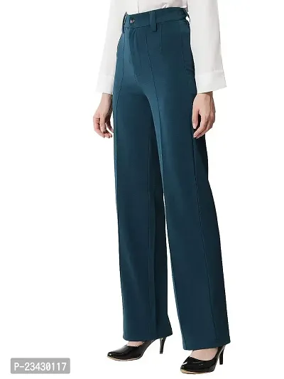 DEVI CREATION Women Polyester Blend Solid Trousers (2XL-34, Rama)-thumb2