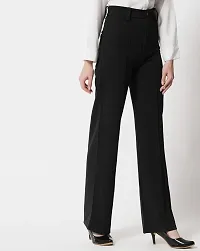 DEVI CREATION Women Polyester Blend Solid Trousers (M-28, Black)-thumb1