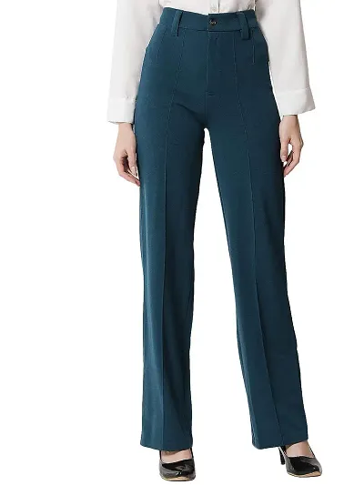 DEVI CREATION Women Blend Solid Trousers (S-26, Rama)