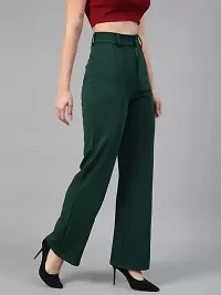 DEVI CREATION Women Polyester Blend Solid Trousers (M-28, Bottle Green)-thumb2