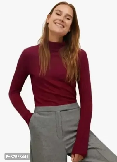 Stylish Maroon Cotton Blend Solid Crop Top For Women-thumb0