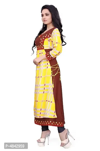 Women's Beautiful Rayon Slub Self Pattern Kurta-thumb3