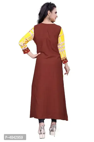 Women's Beautiful Rayon Slub Self Pattern Kurta-thumb4