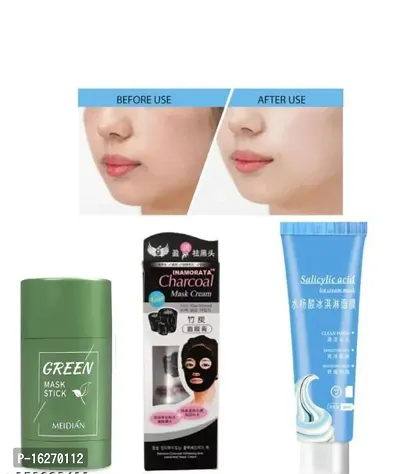 Green stick face mask with Ice Mask and charcoal face mask