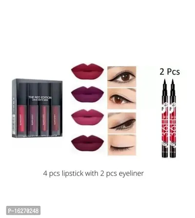 Red Edition Mini Lipstick Set Of 4 With 36H Eyeliner 2 Makeup Lips-thumb0