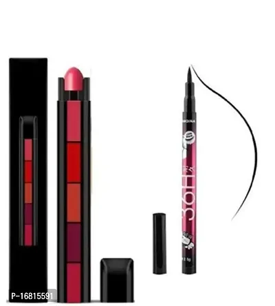 Red shade 5 in 1 lipstick with free 36h eyeliner