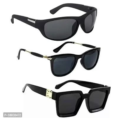 Davidson Stylish sunglasses for men latest 3 Combo Set Of 3 Aviators Unisex Sunglasses  Goggles (C1)-thumb0