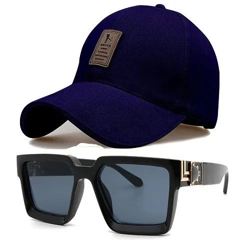 DAVIDSON Round Black Sunglasses with Baseball Cap