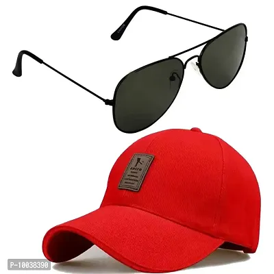 Davidson Black Aviator Sunglasses With Pure Cotton Cap for Sun Protection for Men Women (Option-9) (Option-3)