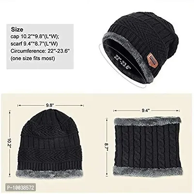 DAVIDSON Women's Woolen Cap with Neck Muffler/Neckwarmer Set of 2 Free Size with Free Gloves (C1)-thumb3