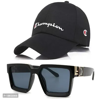 DAVIDSON Round Black Sunglasses with Baseball Cap (C6)