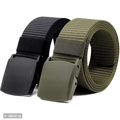 Davidson Pack of 2 Men's Army Style Buckle Belts (C5)-thumb0