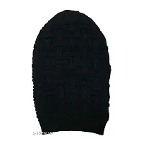 Davidson Men's Winter Woollen Beanie Cap Slouchy (Black)-thumb2