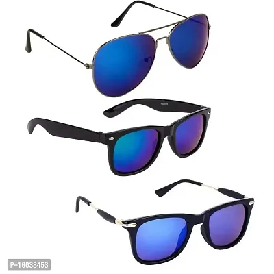 Davidson Stylish sunglasses for men latest 3 Combo Set Of 3 Aviators Unisex Sunglasses & Goggles (C5)-thumb0
