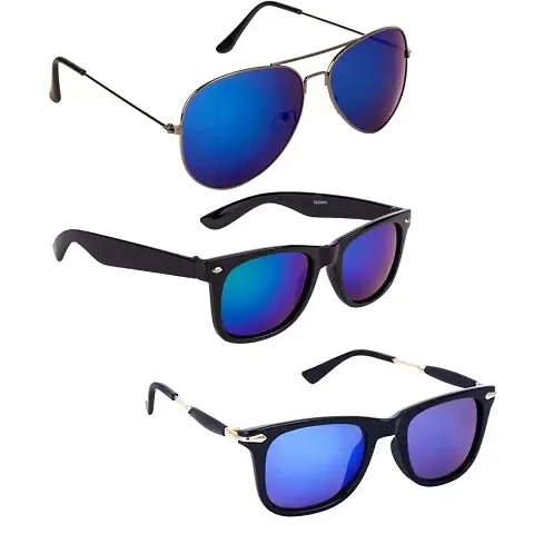 Davidson Stylish sunglasses for men latest 3 Combo Set Of 3 Aviators Unisex Sunglasses & Goggles (C5)