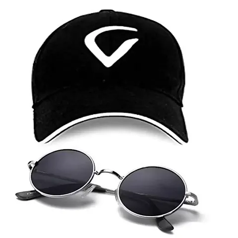 DAVIDSON Round Murcury Sunglasses with Baseball Cap