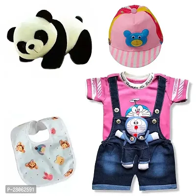 Dungaree Dress with Cap, Panda Toy  Baby Bibs-thumb0