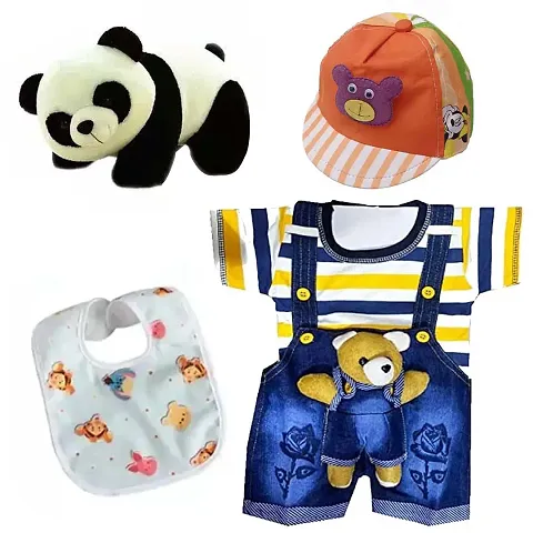 Dungaree Dress with Cap, Toy Baby Bibs