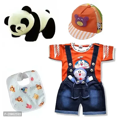 Dungaree Dress with Cap, Panda Toy  Baby Bibs-thumb0