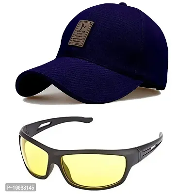 DAVIDSON Cotton caps and Sunglasses for Sun Protection for unisexx (Design-6) Black-thumb0