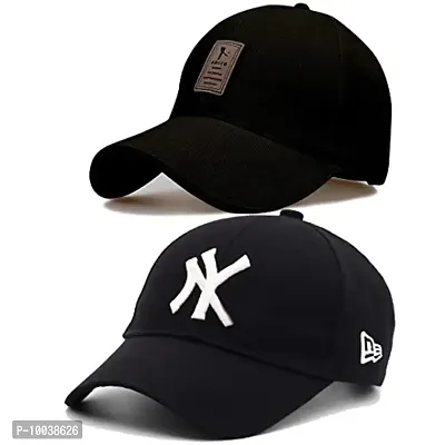 DAVIDSON Unisex Cotton Baseball Cap (Pack Of 2) (fg-009_Black_Free Size)